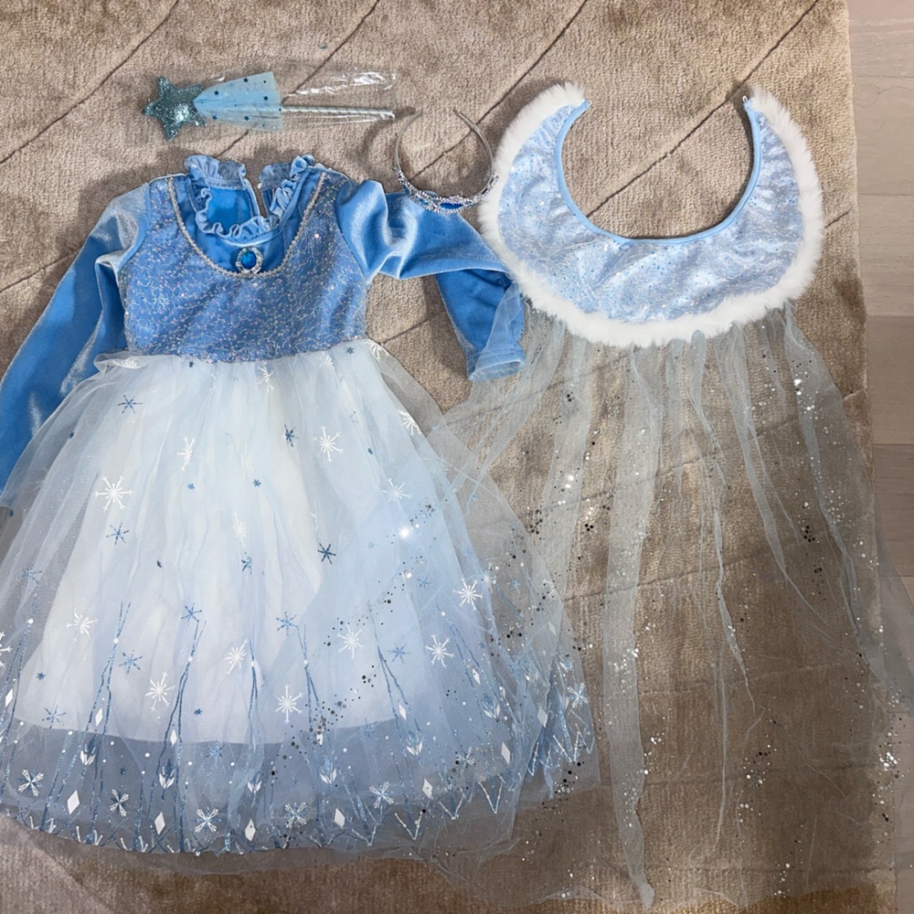 Frozen Elsa Blue Princess Costume Set for Kids